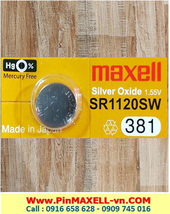 MAXELL SR1120W; Pin đồng hồ 1.55v Silver Oxide Maxell SR1120SW _Pin 391 chính hãng, Xuất xứ NHẬT 